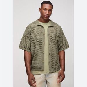 Boohoo man Men's Olive Green Knit Cardigan large